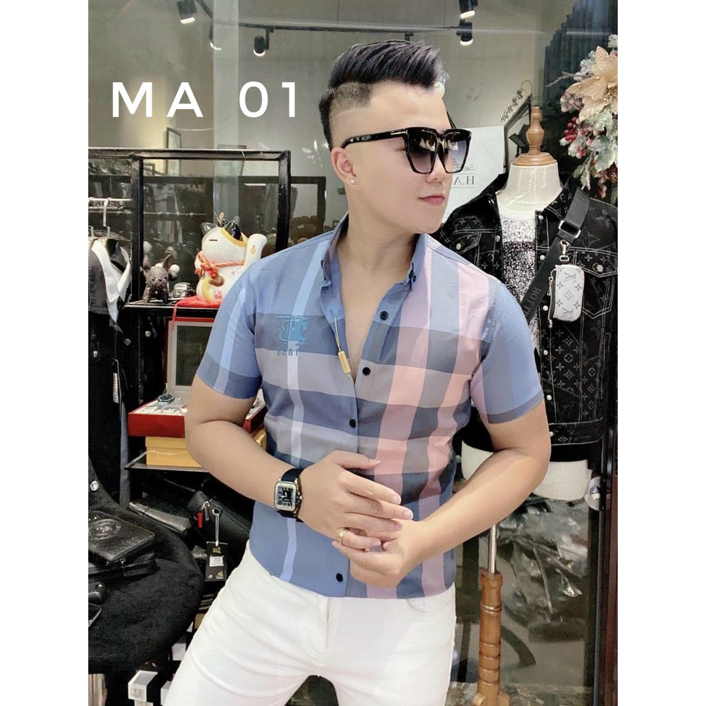 Sơ Mi Tay Ngắn nam Burberry 💥 SALE GIÁ SỐC 💥 với họa tiết caro giúp AE dễ phối đồ đi chơi và đi tiệc