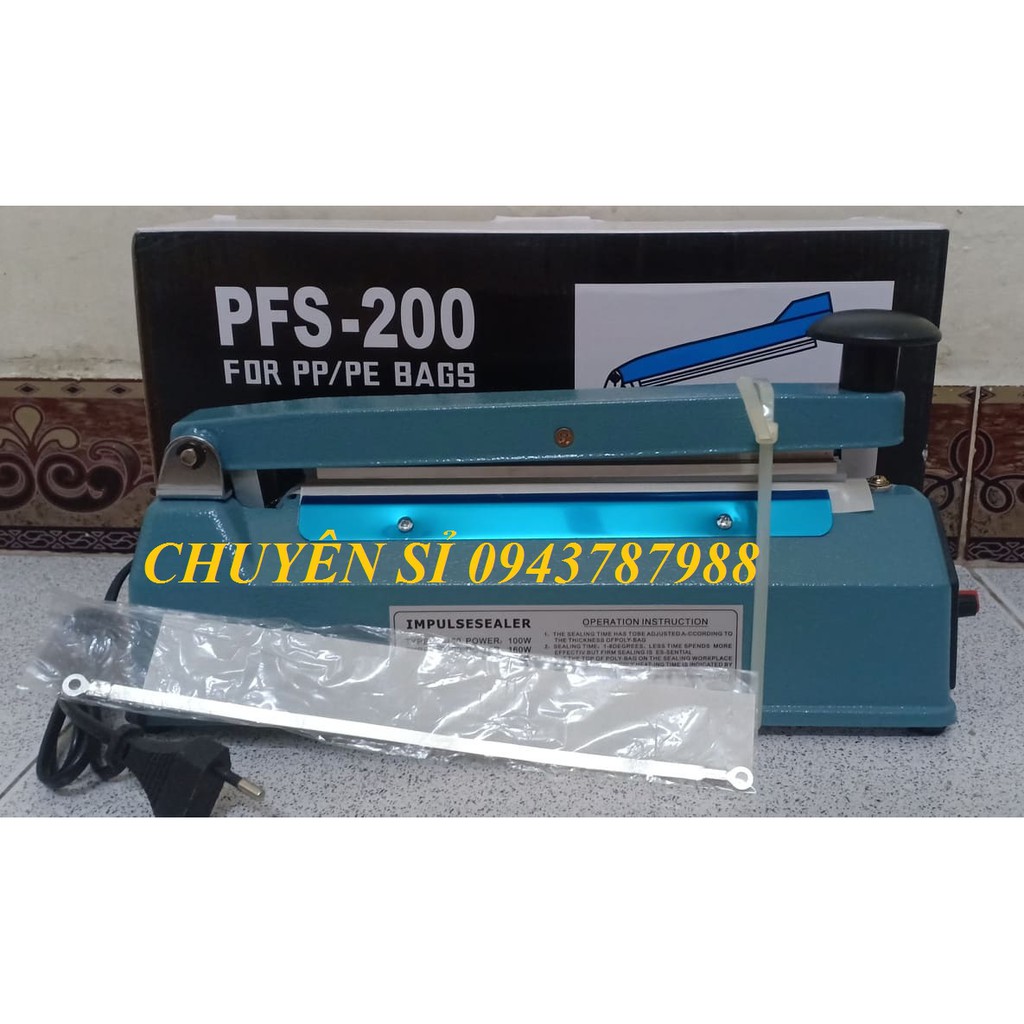 máy hàn miệng túi PFS 200 VỎ SẮT TĨNH ĐIỆN giá rẻ - tặng kèm bộ dây tải nhiệt