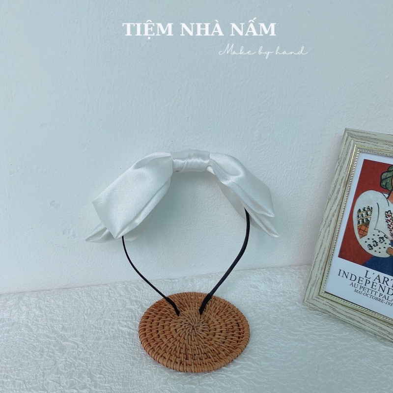 BỜM/ CÀI TÓC SATIN NƠ TO TIỂU THƯ - [ Nhà Nấm handmade]