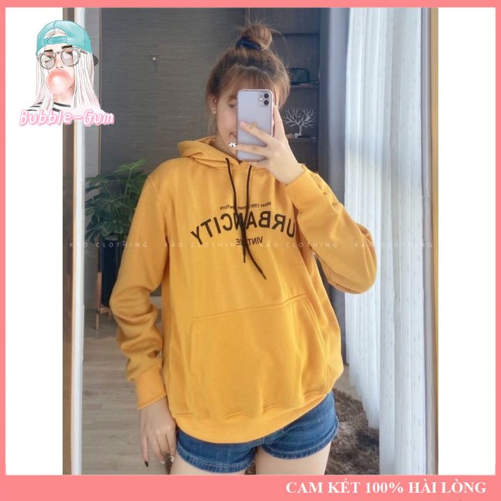 Hoodie Chất Liệu Nỉ Ấm Form Rộng Dưới 60kg Bubble Gum