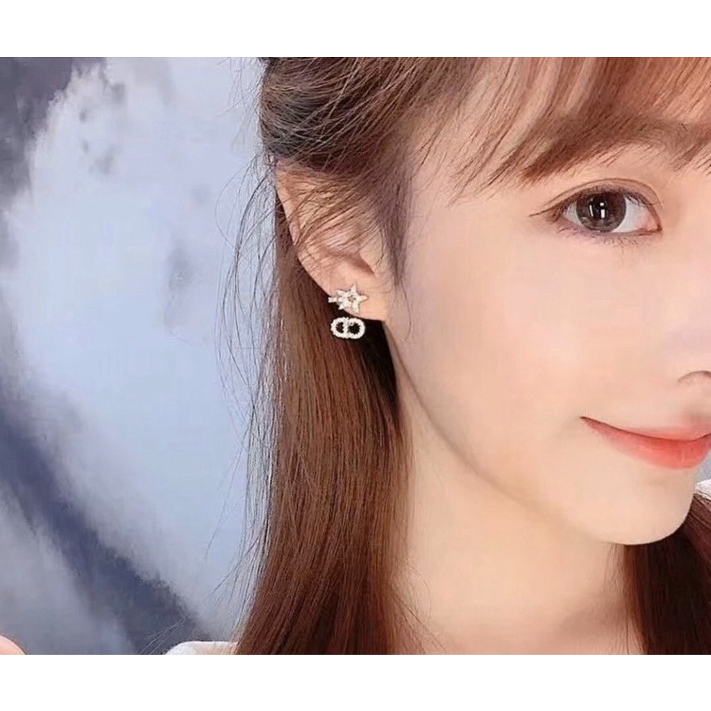 Khuyên Tai Tròn Khắc Chữ Dior Bằng Thép Titanium Thời Trang Cho Nữ