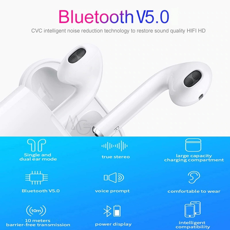 Tai nghe bluetooth NUTEK i12 không dây thể thao V5.0 chơi game chống ồn, thiết kế nhỏ gọn, êm tai