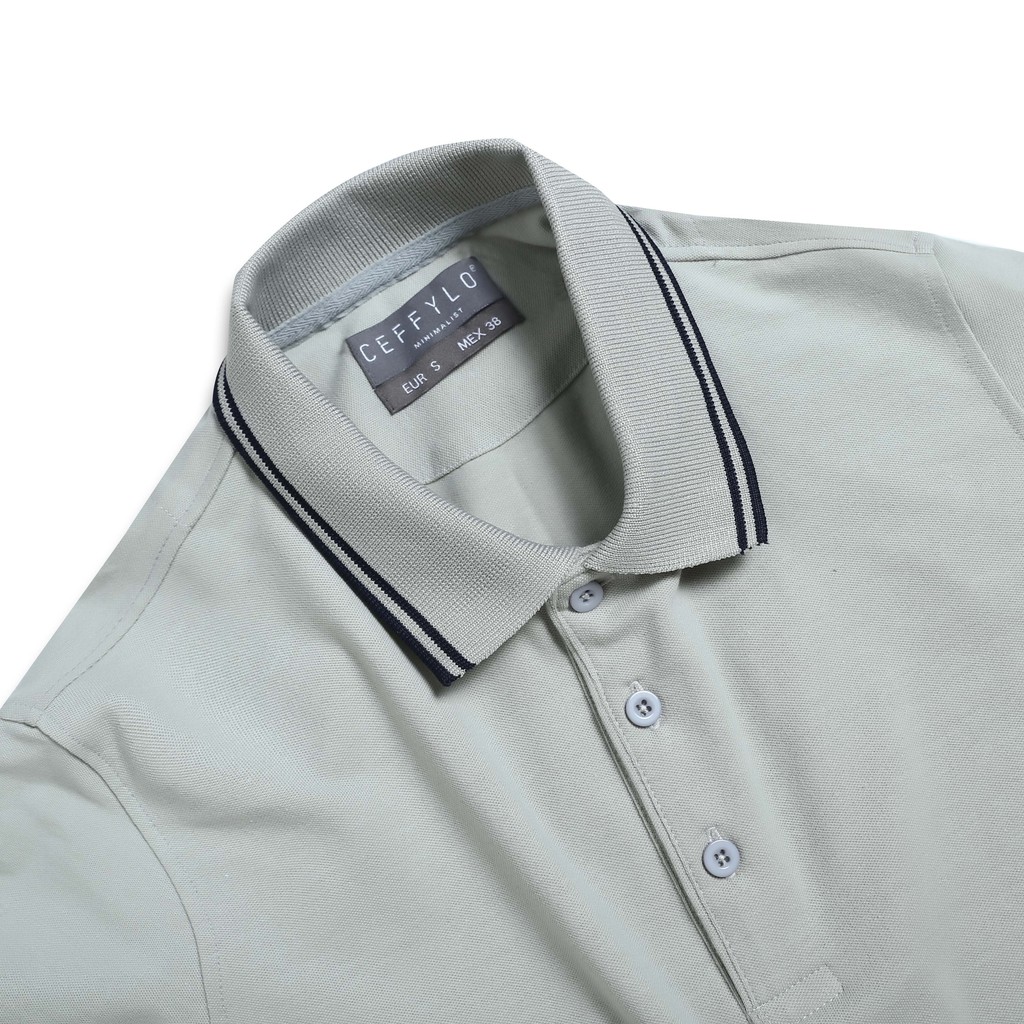 [Mã BMBAU50 giảm 7% tối đa 50K đơn 99K] Áo Polo tay thêu chữ Xám Nhạt vải Cotton mềm mịn CEFFYLO