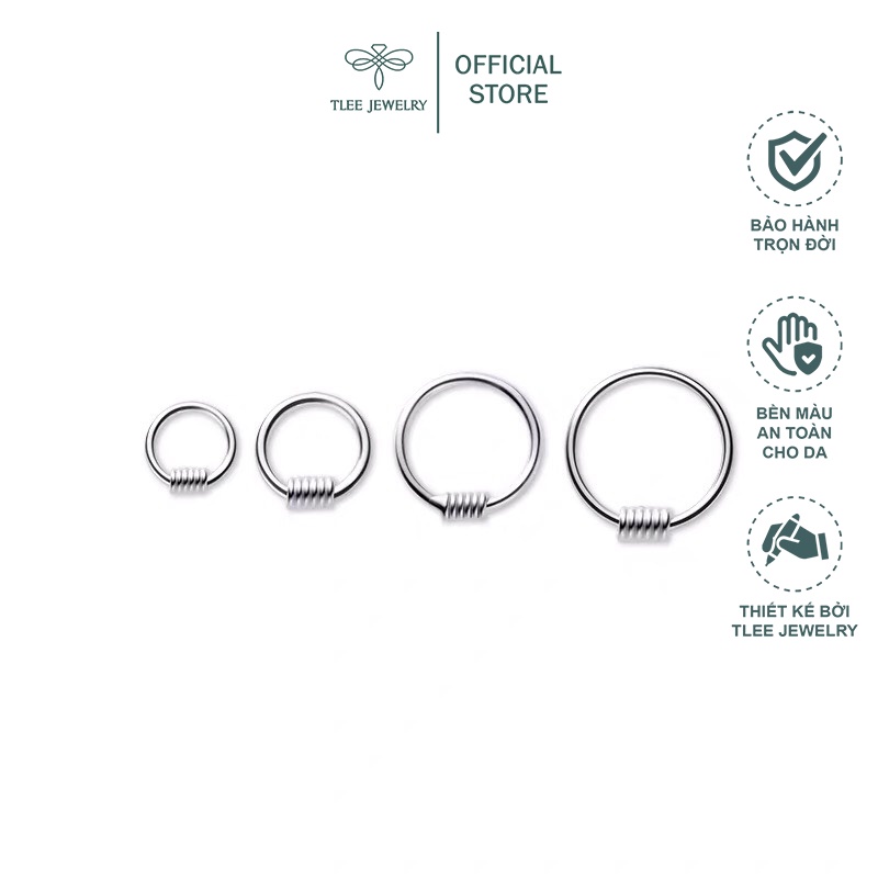 Khuyên tai bạc tròn nữ TLEE lò xo cá tính Tlee Jewelry B0170