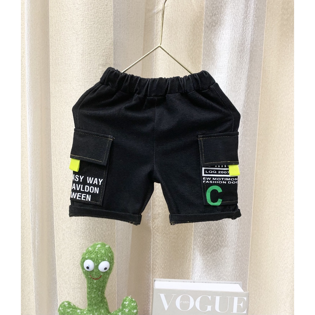 Size đại cồ Quần short thun giả jean túi hộp cho bé từ 38-65 kg