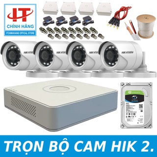 Trọn bộ 4 camera quan sát 2M- 1080P, hàng chính hãng bảo hành 24 tháng (lắp đặt dễ dàng)