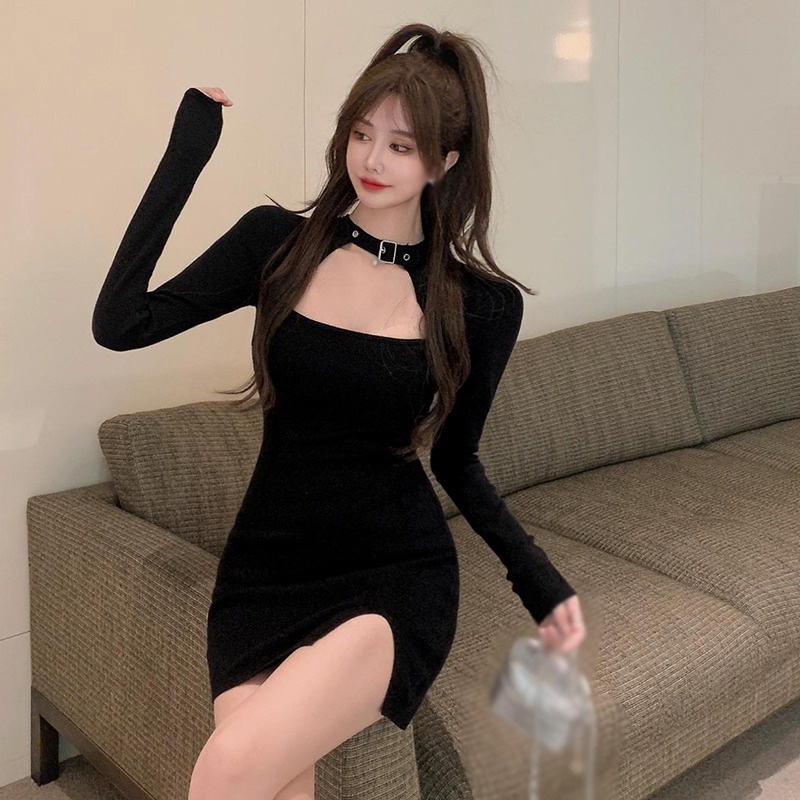 Đầm ôm dáng cổ vuông màu sắc đơn giản thời trang cho nữ