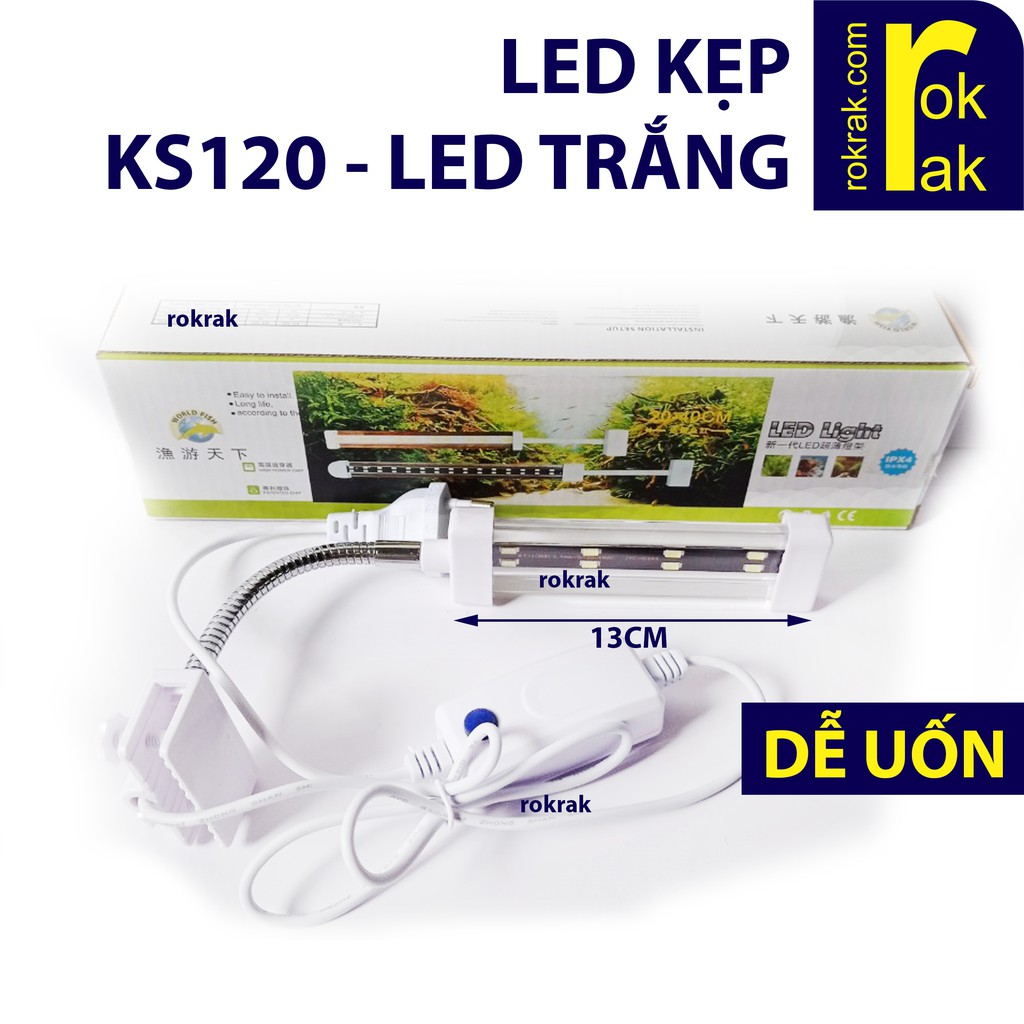 Đèn Led kẹp thủy sinh KS120 và ZY-15Q trắng dùng cho hồ mini
