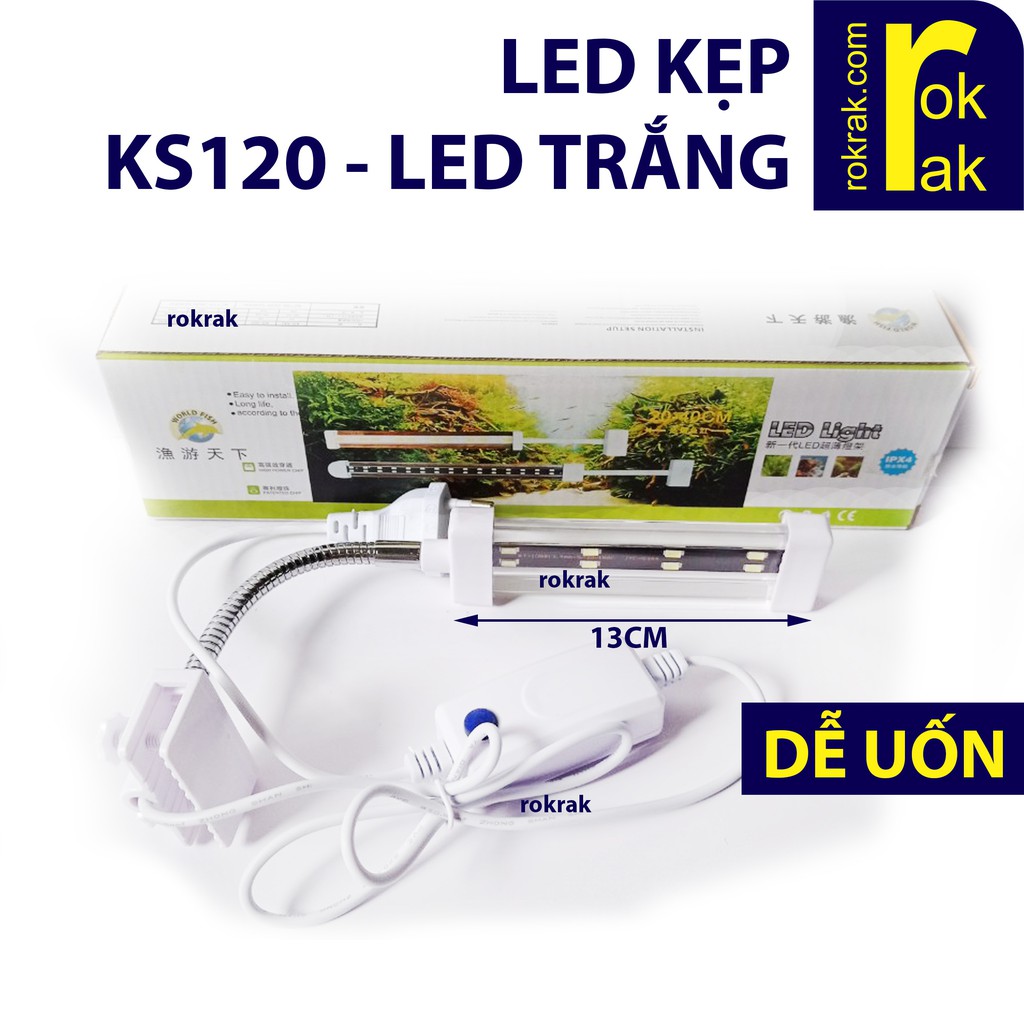  Đèn Led kẹp thủy sinh KS120 trắng dùng cho hồ mini