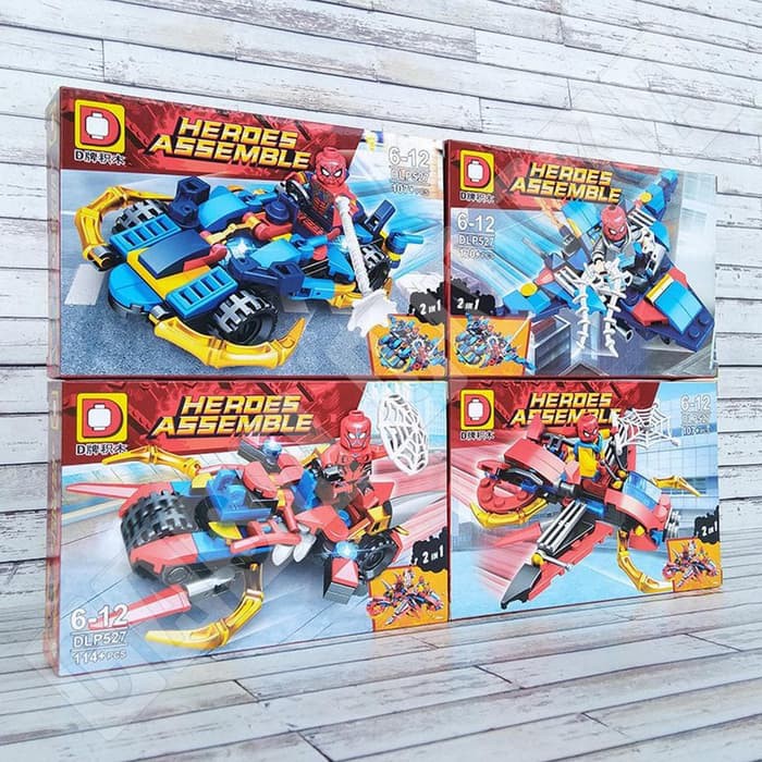 Lắp ráp xếp hình Lego siêu anh hùng Spider man dlp 527: Người nhện cùng cỗ máy