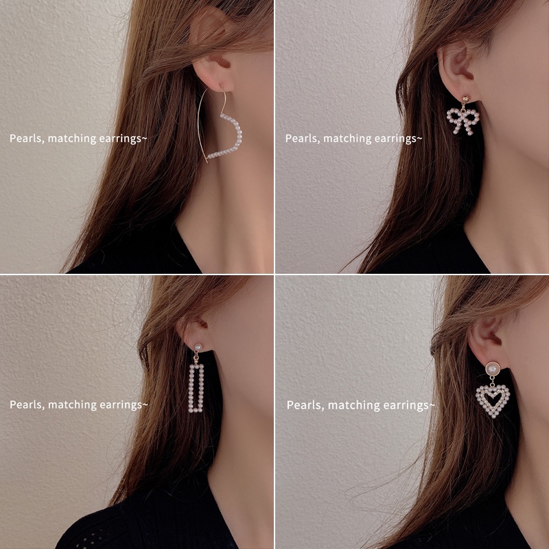 Bông tai đính ngọc trai phong cách Hàn Quốc cổ điển thời trang cho nữ
