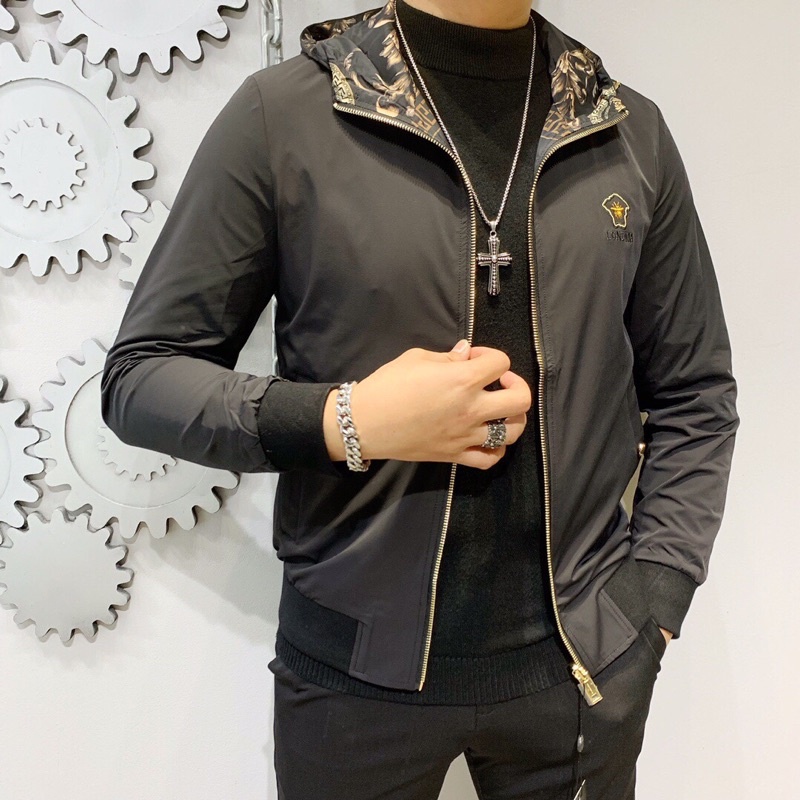 Áo khoác gió nam thương hiệu Versace cao cấp hoạ tiết logo thương hiệu mặc được hai mặt