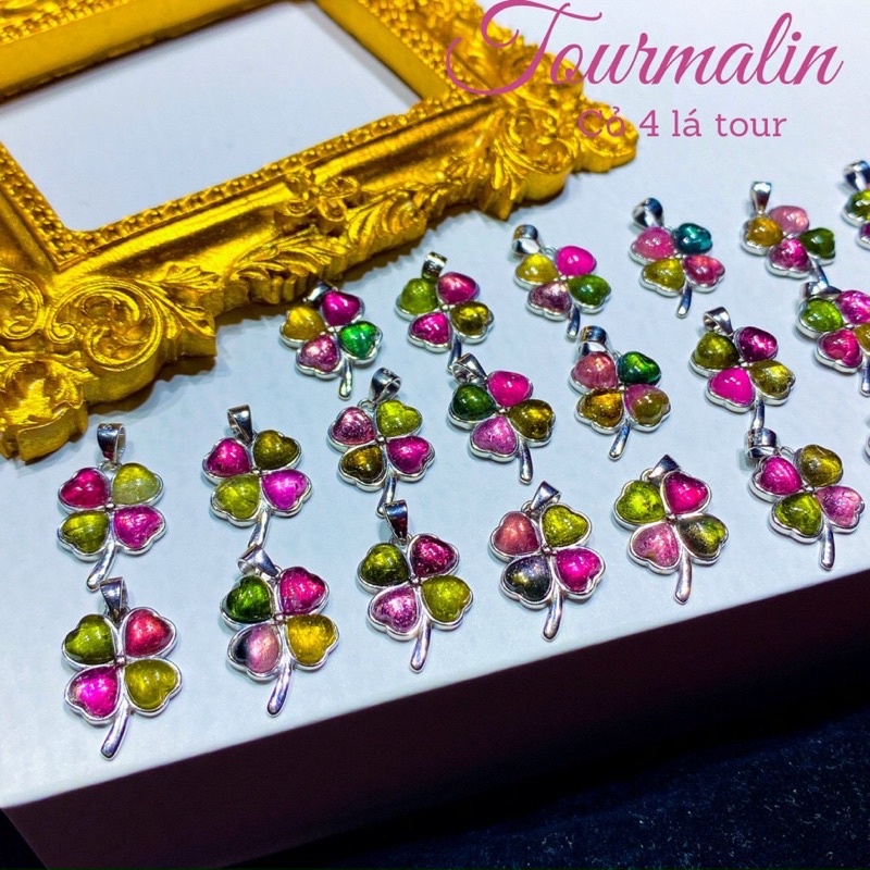 Mặt dây tourmaline cỏ 4 lá vip trong đẹp kiểm định