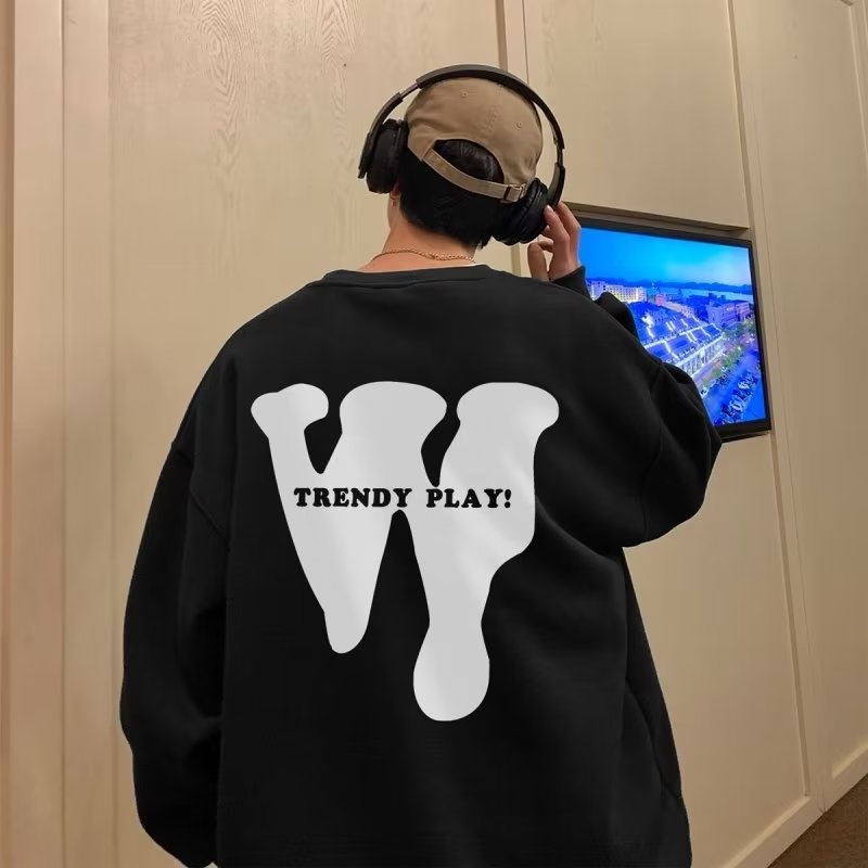 Áo Sweater Cổ Tròn Dáng Rộng In Họa Tiết Đơn Giản Thời Trang Xu Hướng Đường Phố Có Size Lớn M-8XL