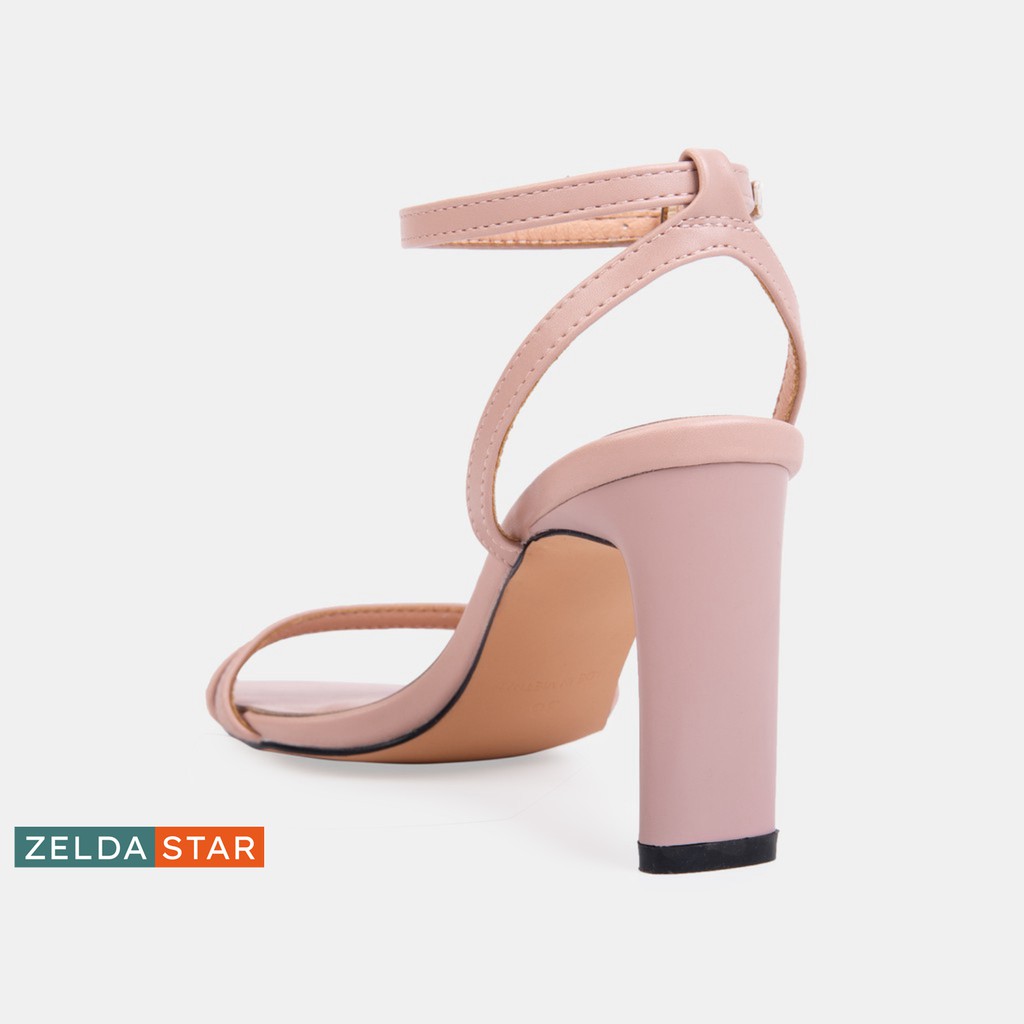 Giày Sandal Zelda Star mũi vuông gót cao 8cm quai ngang - SN007820