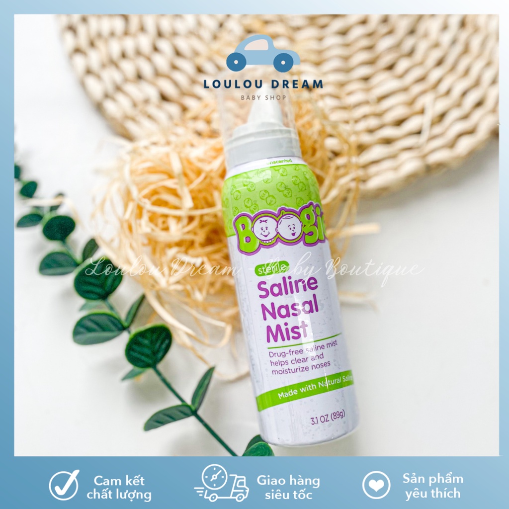 Xịt mũi vô trùng không mùi Boogie Saline Nasal Mist giúp làm sạch và cấp ẩm cho mũi bé 89g [CHÍNH HÃNG MỸ]