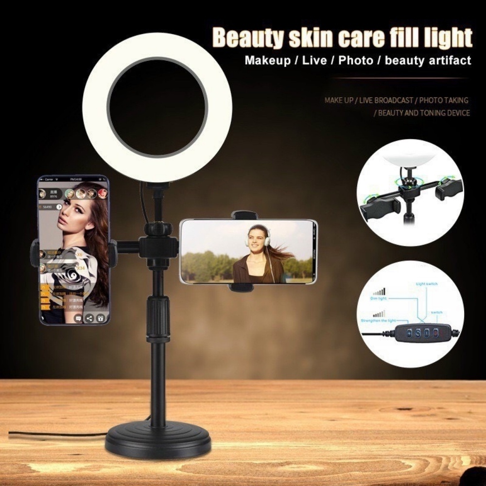 Đèn livestream để bàn, gậy livestream có đèn hỗ trợ, quay tiktok, bán hàng, make up, chụp hình HuyStore