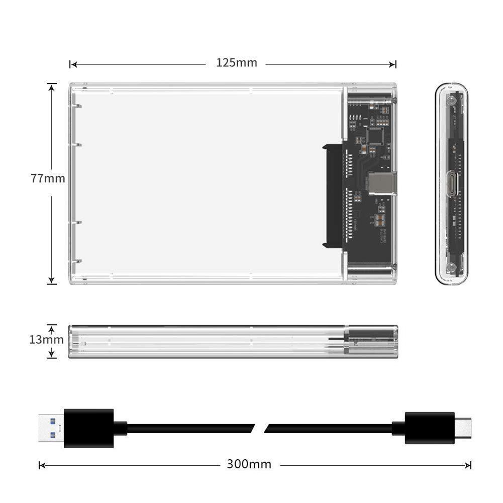 Hộp Đựng Ổ Cứng Ssd 2.5 Inch Trong Suốt Gen 1 Type-C