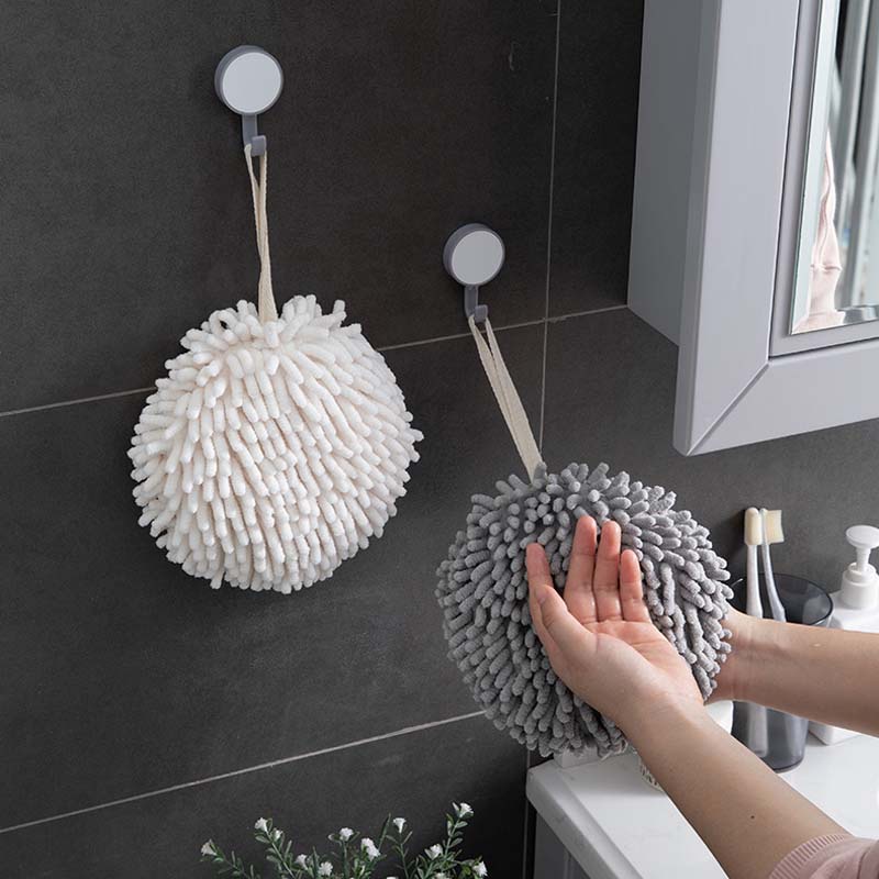Khăn Lau Tay Treo Nhà Bếp/Nhà Tắm Bằng Sợi Micro Đính Bóng Lông Khô Nhanh Có Vòng Treo Tiện Dụng