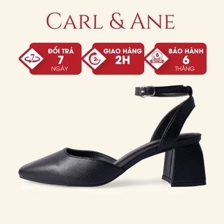 Carl & Ane - Giày cao gót mũi vuông phối dây hở gót cao 5cm màu xám _ CL004