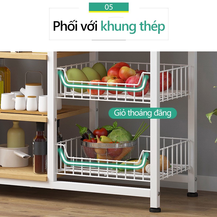 Giá đựng đồ nhà bếp đa chắc năng, Kệ Lò Vi Sóng, phong cách Bắc Âu, 80*30*111 - FU210