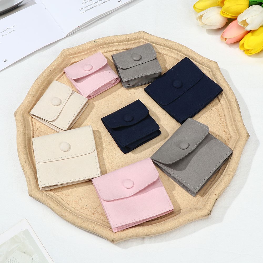 Túi nhung hai ngăn dày với nút chụp đựng vòng cổ trang sức chống bụi nhỏ gọn phù hợp làm quà tặng nhiều màu tùy chọn