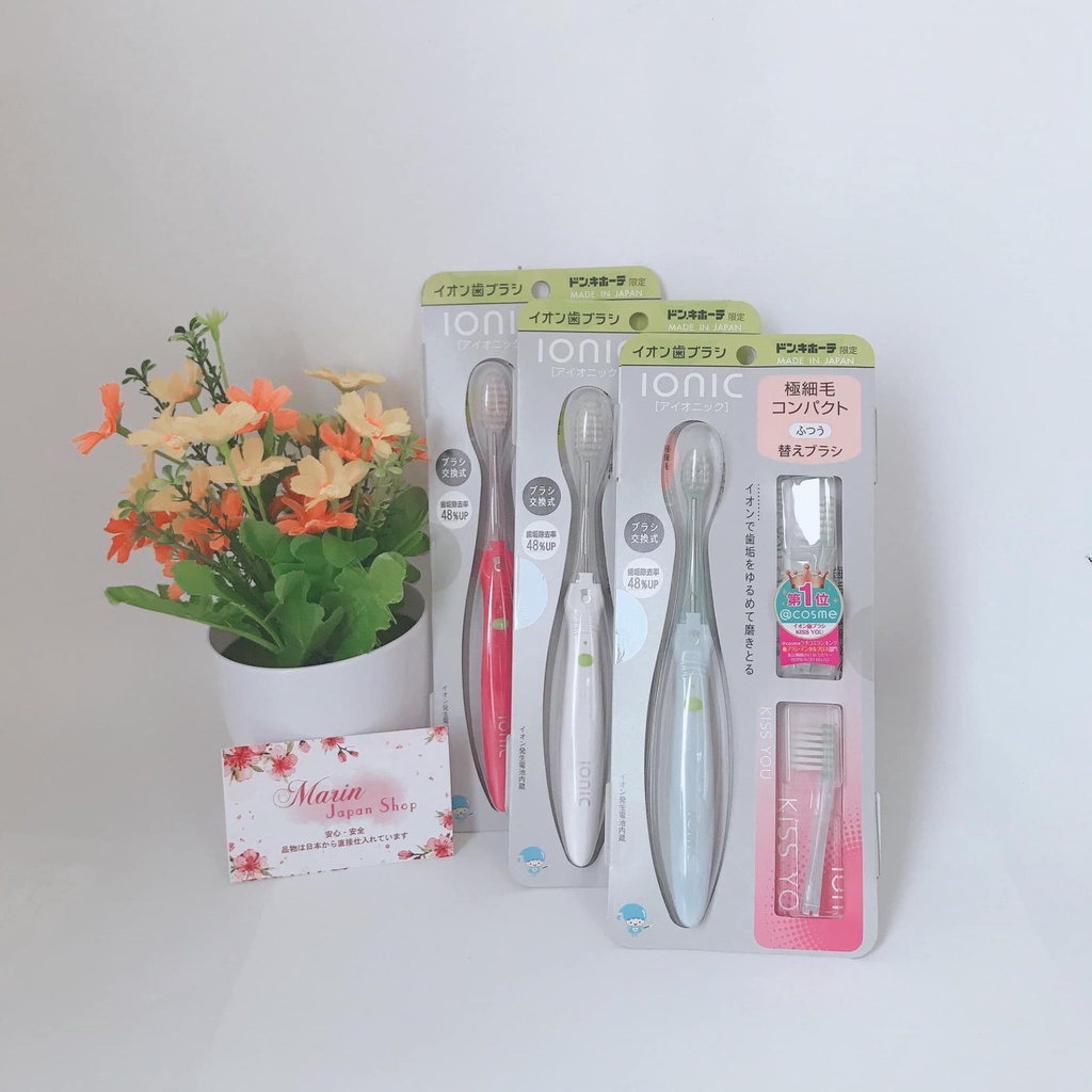 BÀN CHẢI ĐÁNH RĂNG KISS You ion set 1 bàn chải+3 đầu bàn chải ionic