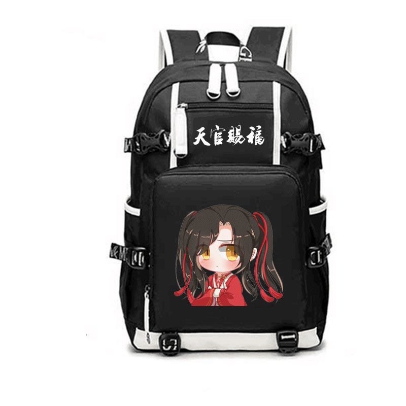 Balo 2 Vạch Kẻ Trắng in hình THIÊN QUAN TỨ PHÚC anime chibi cặp sách đi học thời trang không kèm sạc