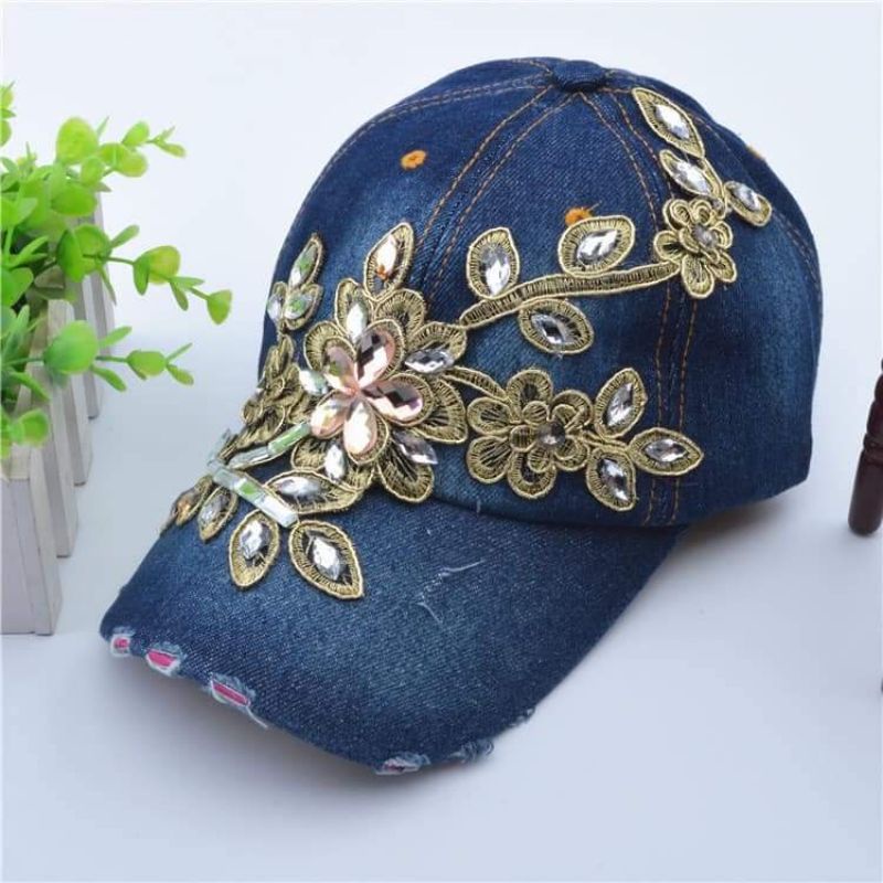 Nón jean đính đá cao cấp