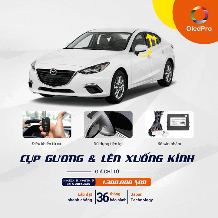 Bộ gập gương lên kính cho xe Mazda 2,3 CX5 (2015-giữa 2019) - Đời cũ chính hãng OLEDPRO