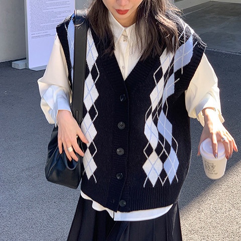 Áo len không tay cổ chữ V thời trang nữ tính