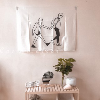 [FOLLOW NHẬN MÃ] Tranh vải Boy and Girl treo tường trang trí phòng VINTAGE xinh xắn phong cách Hàn Quốc Casimi Decor