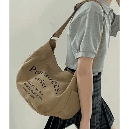 Túi Xách Canvas Cỡ Lớn In Chữ Phong Cách retro Cho Nữ