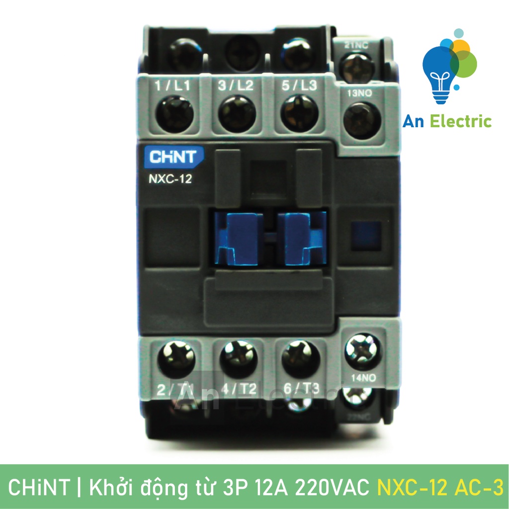 Khởi động từ 3P 12A 220VAC CHINT NXC-12 1NO+1NC AC-3 chuyên dụng điều khiển động cơ