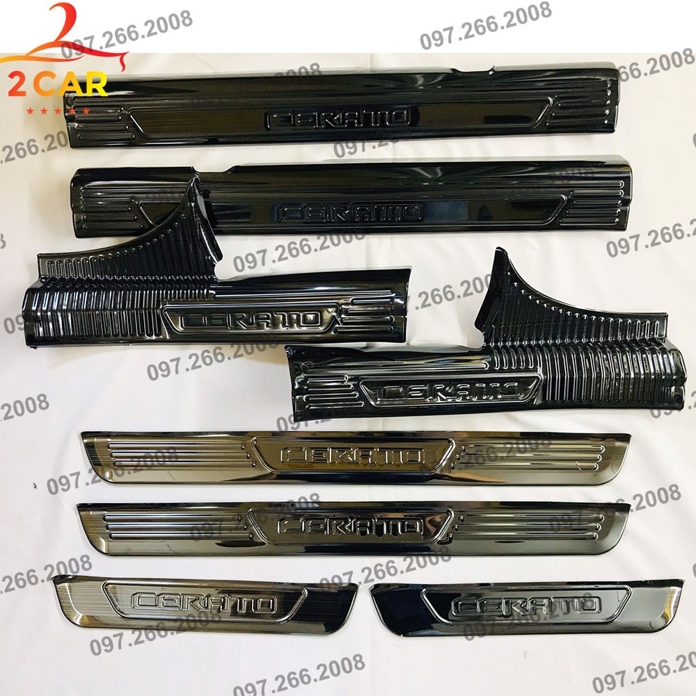 Ốp Bậc Cửa Trong Ngoài Xe Kia CERATO 2019-2022, chất liệu Titan cao cấp
