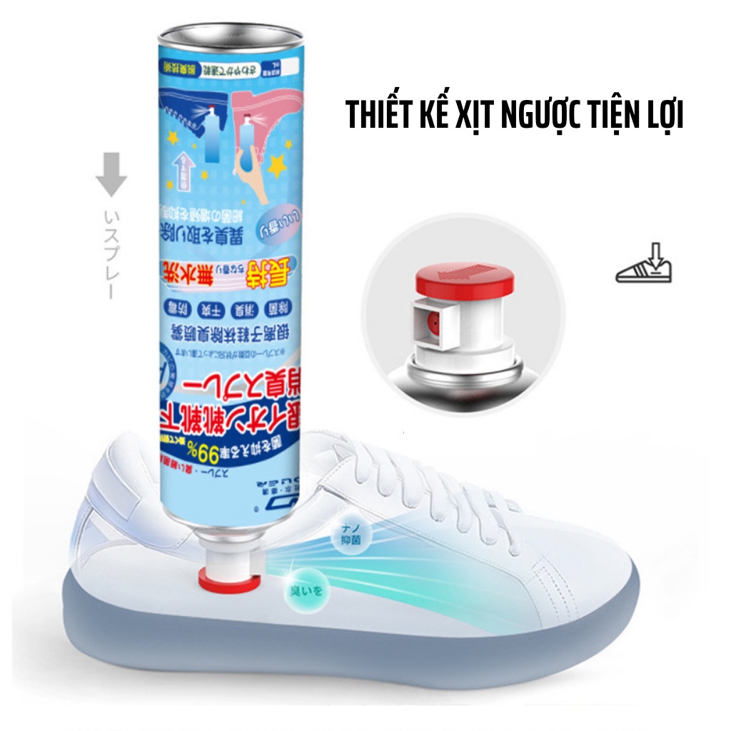 Chai Xịt Khử Mùi Hôi Giày Chân Và Tất 360ml, Công Nghệ Nano Bạc Khử Mùi Diệt Vi Khuẩn Hiệu Quả 99%