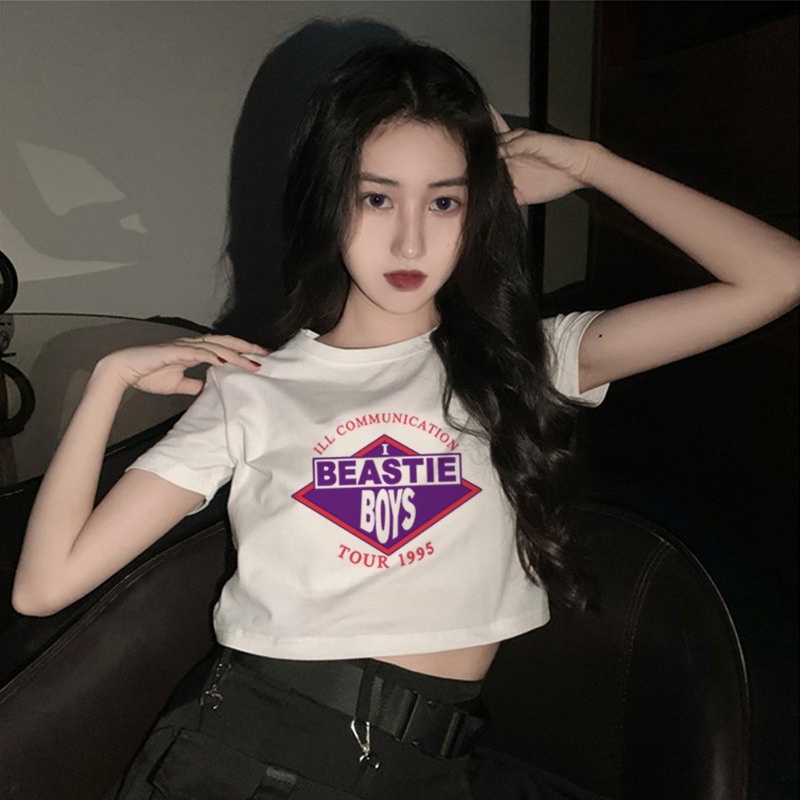 Áo thun ZHELIHANGFEI ngắn tay in họa tiết xinh xắn thời trang dành cho nữ