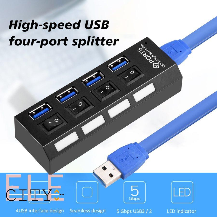 Bộ Chia 4 Cổng Usb 3.0 107ele Kdq1 5gbps Cho Pc Laptop