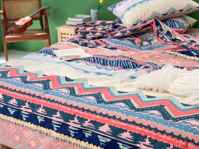 Bộ chăn ga và gối cotton living - thổ cẩm