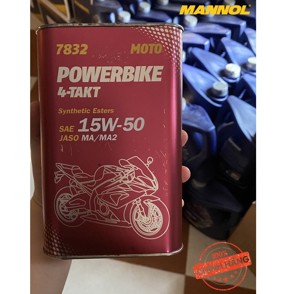 [Cao Cấp] Nhớt MANNOL 7832 4-Takt Powerbike ESTER 15W-50 SM  1Lít Dành Cho Xe Đi Xa, Chạy Đua &amp; PKL