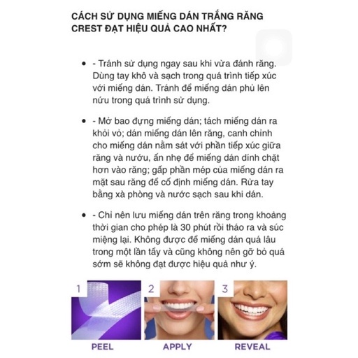 Miếng dán trắng răng Crest 3D White Professional Effects, Supreme Bright - 1 GÓI CHÍNH HÃNG Crest 3D Whitestrips