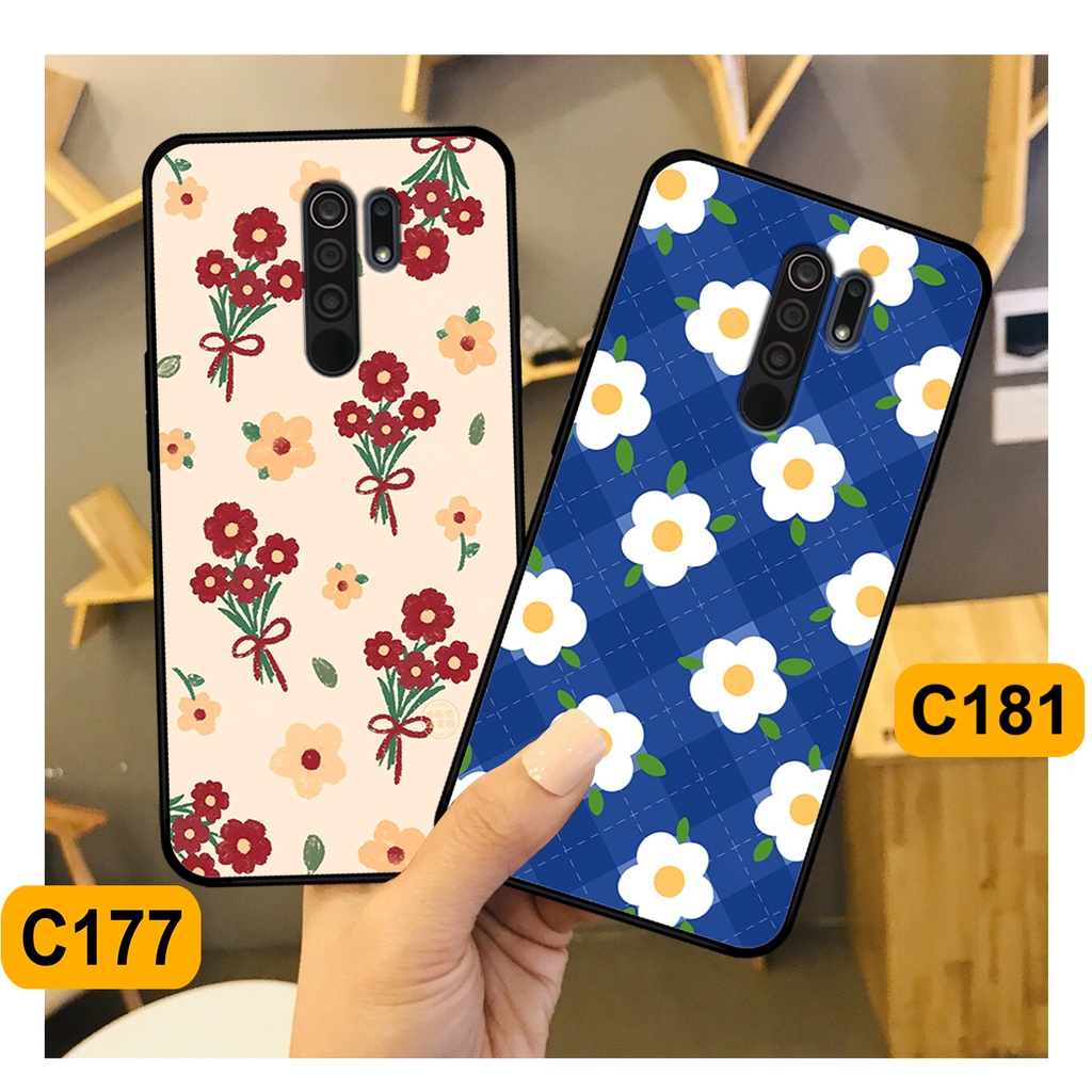 Ốp Xiaomi Redmi 9 in hình hoa cỏ nhẹ nhàng,họa tiết caro xinh xắn.ốp lưng chống sốc