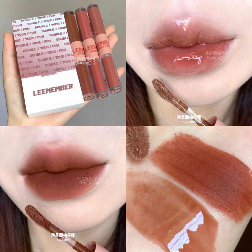 Son bóng kép LEEMEMBER dạng lỏng 2 màu dưỡng ẩm hợp thời trang | BigBuy360 - bigbuy360.vn