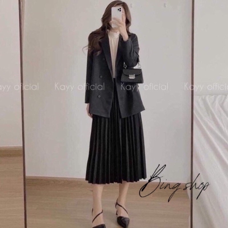 Chân  váy xếp li dài