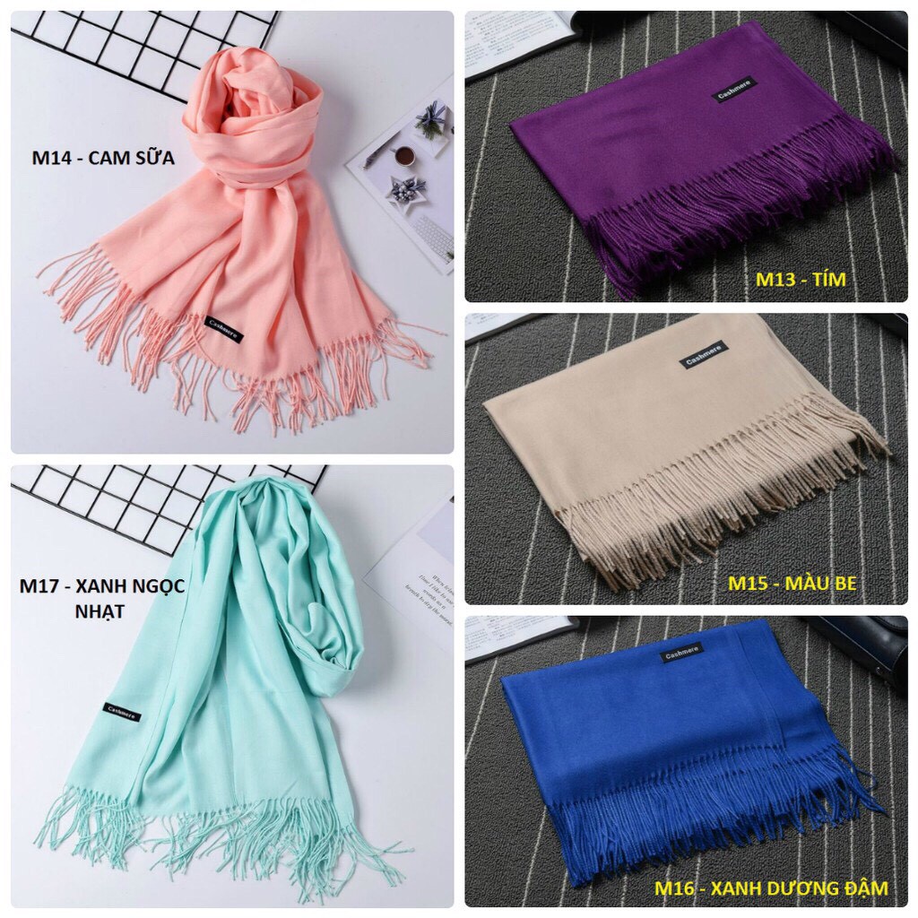 Khăn quàng cổ màu trơn cực mịn, ấm áp CASHMERE Khăn Len Cao Cấp đi Đà Lạt Sapa (Ảnh thật)