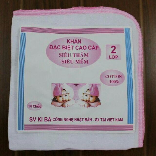 Bộ 10 Khăn xô khăn sữa Kiba 2-3-4 lớp