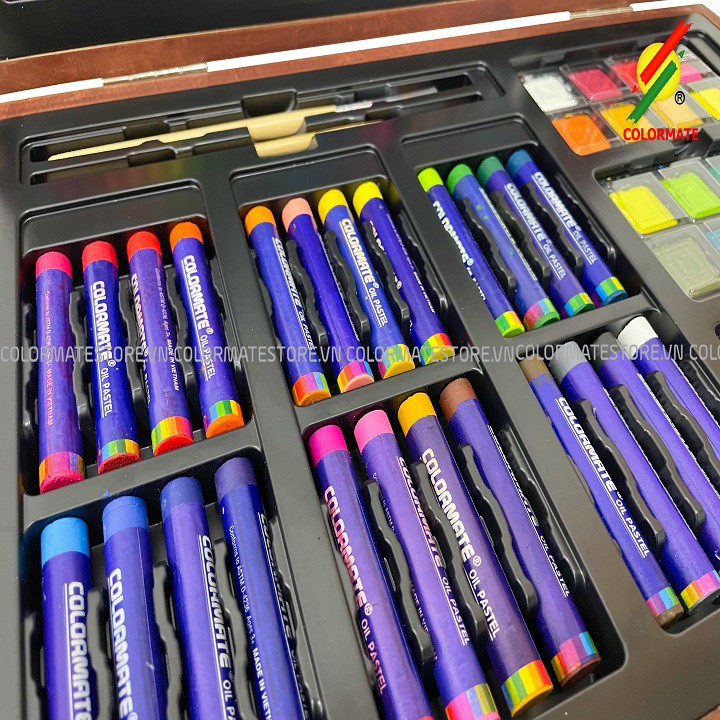 Bộ Màu Vẽ Hộp Gỗ Cao Cấp MS-116W, Art Set, Set Màu Vẽ Cho Bé, Quà Tặng Cho Bé