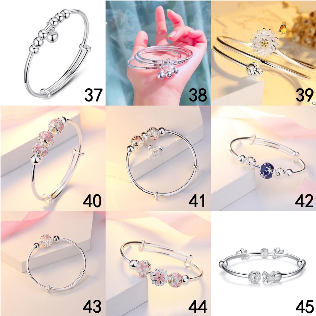 Lắc tay mạ bạc 925 đính chuông và chim công 50 thiết kế phong cách thời trang Hàn Quốc S007