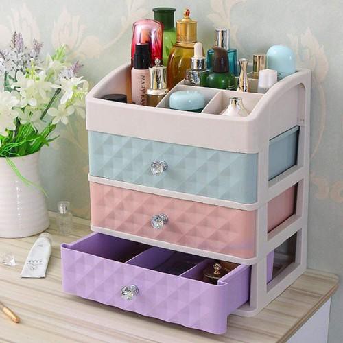 Khay đựng mỹ phẩm 4 tầng kim cương với 3 ngăn kéo