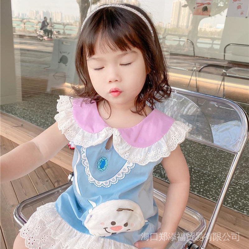 Đầm Công Chúa Không Tay Họa Tiết Hoạt Hình Phong Cách Phương Tây Thời Trang Mùa Hè Dành Cho Bé Gái